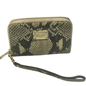 Michael Kors Snakeskin Print Zip-Around Wristlet Wallet